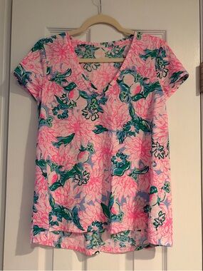 Lilly Pulitzer Etta V-neck Pink Blossom “Try Your Zest”
